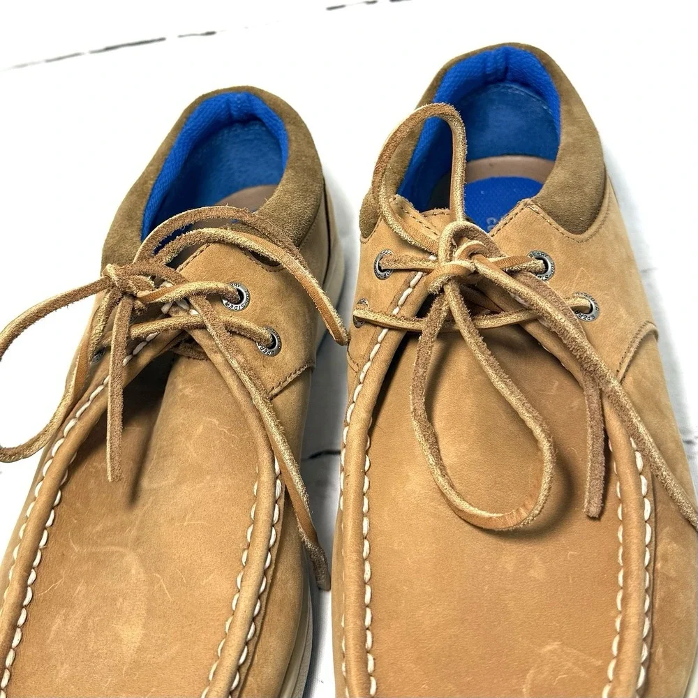 Sperry Gold Cup 2-Eye Boat Shoes Men's 10.5M Tan Nubuck Moc Toe Lace Up Casual